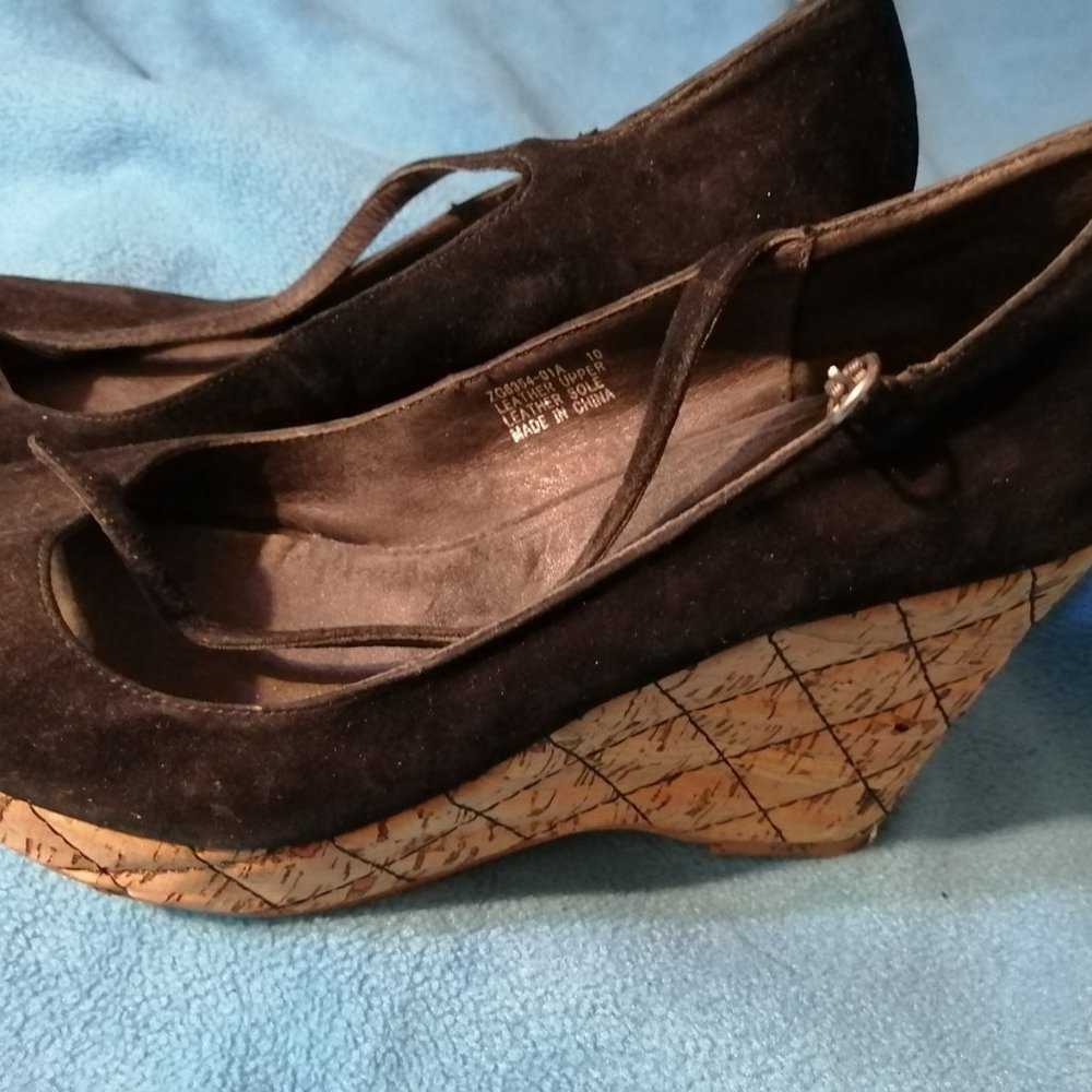 Black Leather Wedges